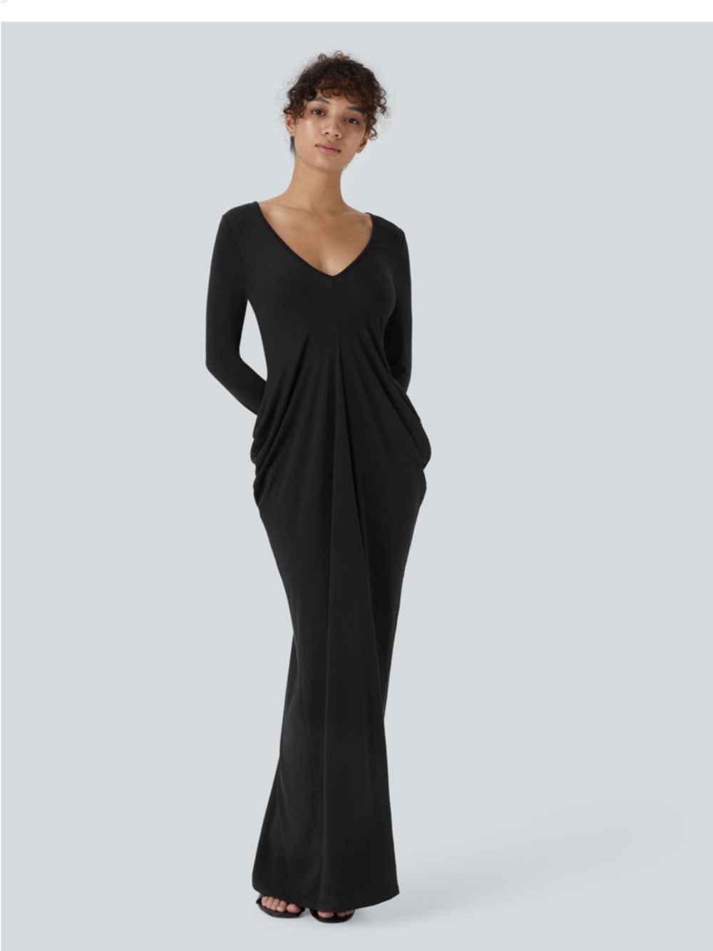 Halara Deep V Neck Long Sleeve
Stacked Ruched Maxi Casual Dress MSRP $52 NWT MED - Picture 2 of 6